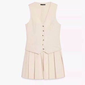 Zara One Piece Skort and Vest Dress Beige
